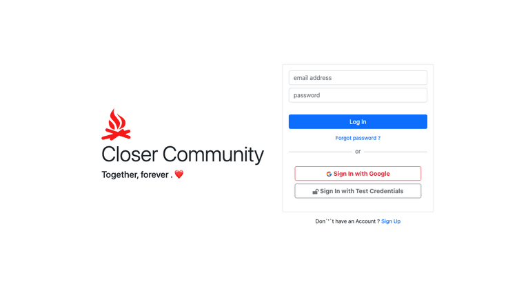 snapshot of closer Login page
