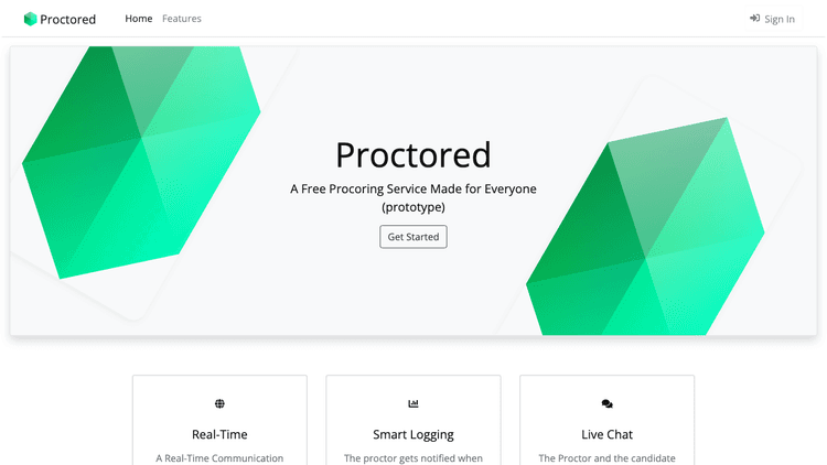 snapshot of proctored homepage